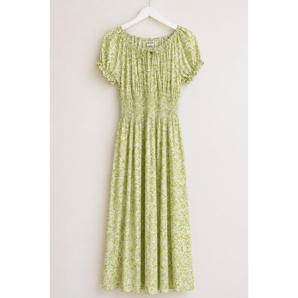 Anthropologie Kindred Tiered Maxi Dress Paisley Smocked Waist Large Cottagecore - Picture 12 of 16
